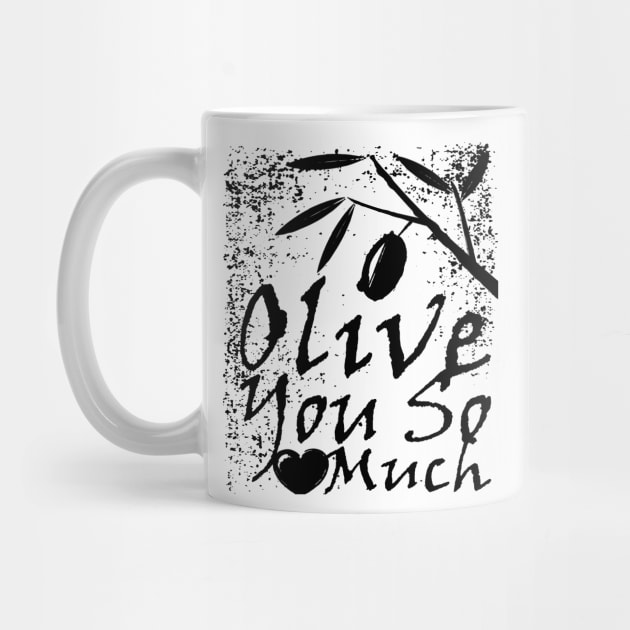 Olive You So Much Funny I Love You Linocut by Punderstandable